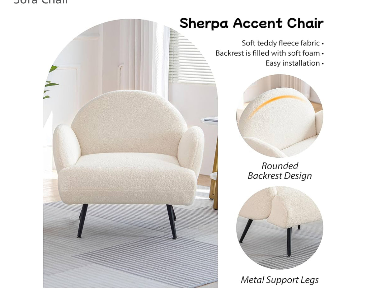 White Boucle Accent Chair