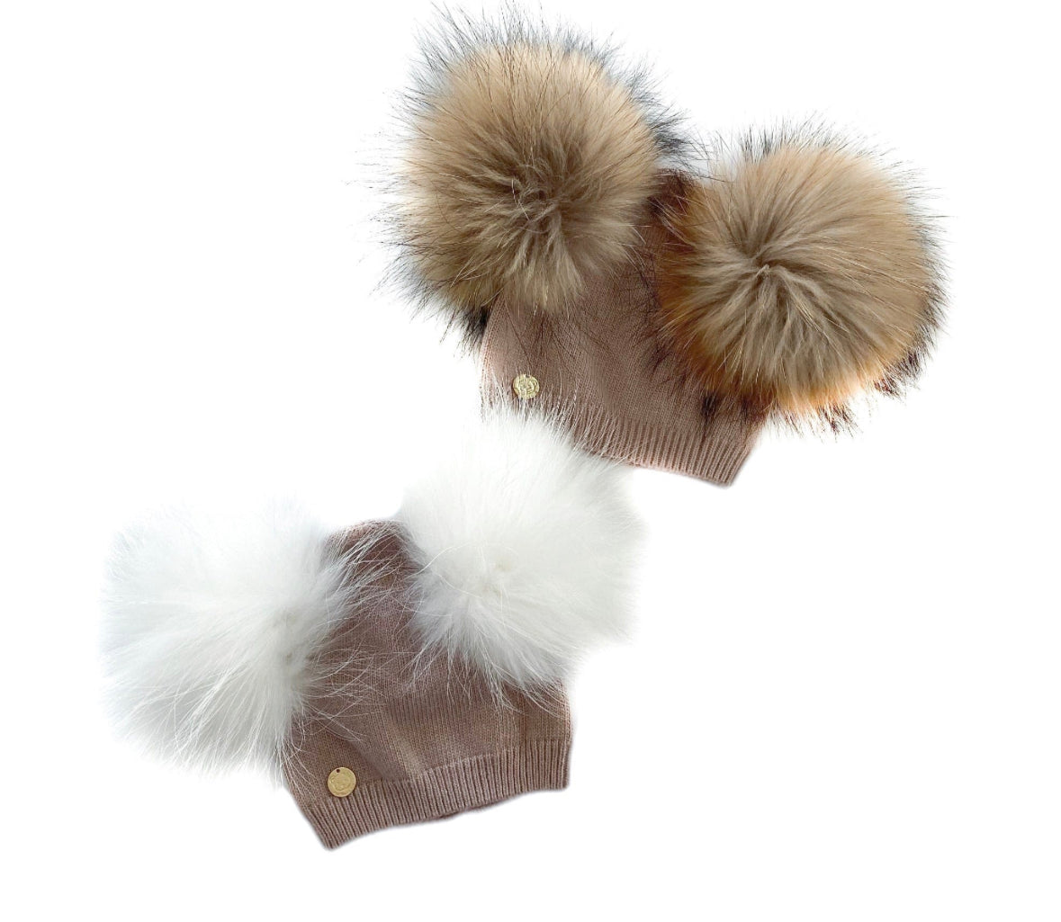 Bonnet Sasha Angora à double pompon