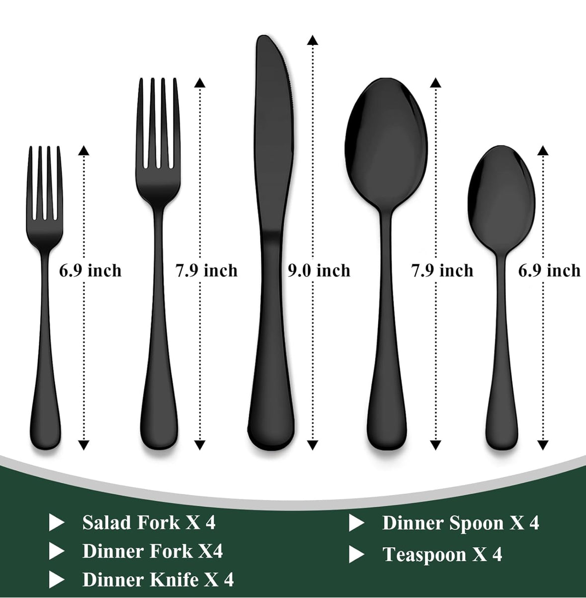 20pcs Black Cutlery Set