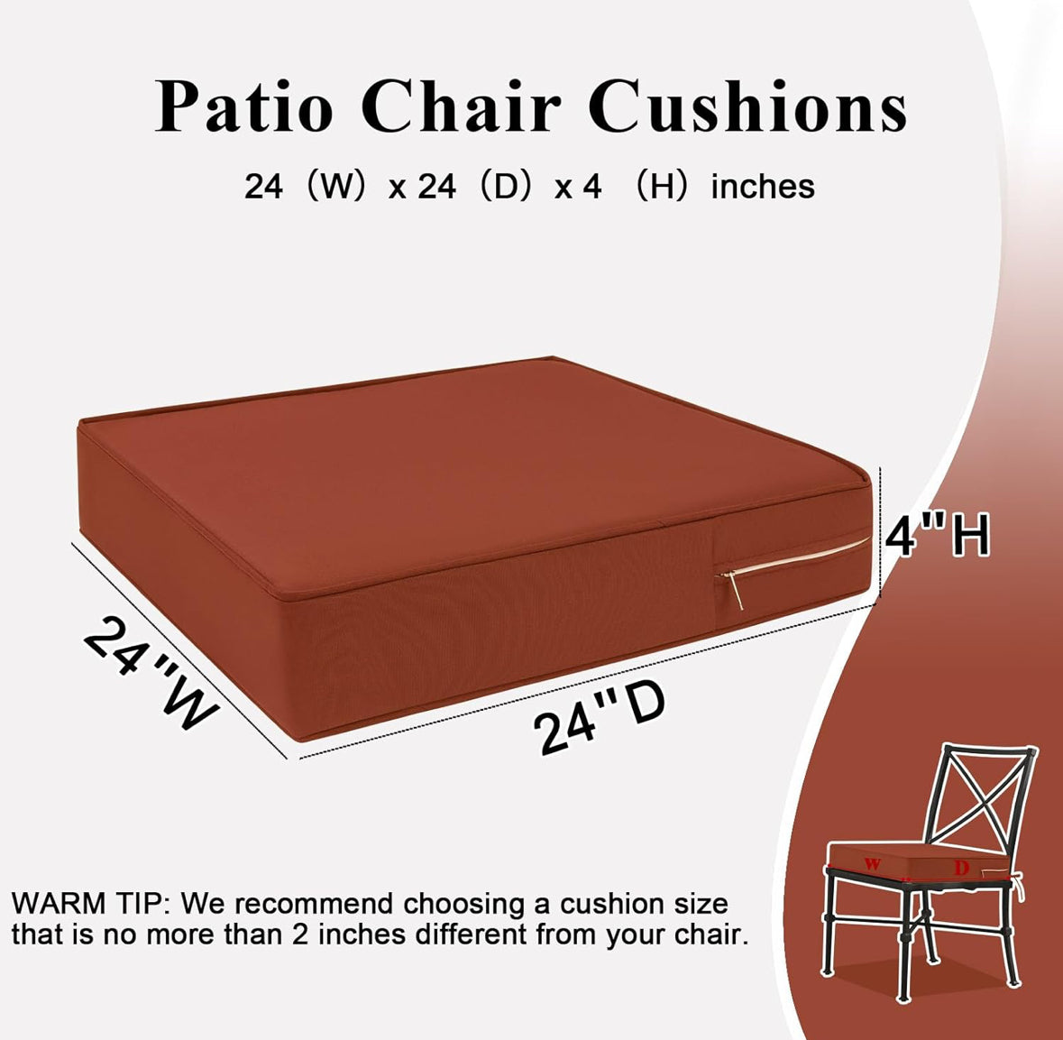 24"*24"*4" Outdoor Waterproof Patio Furniture Cushions Set of 2