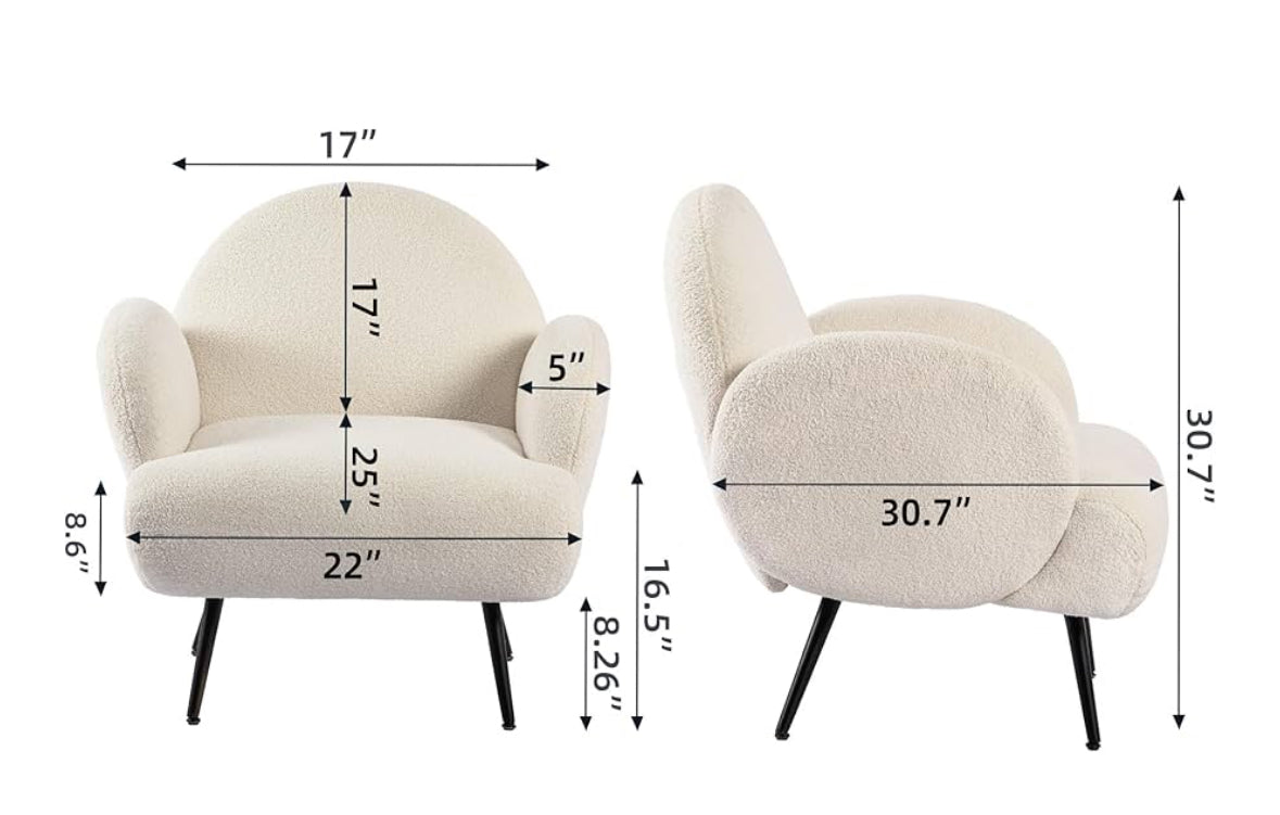 White Boucle Accent Chair