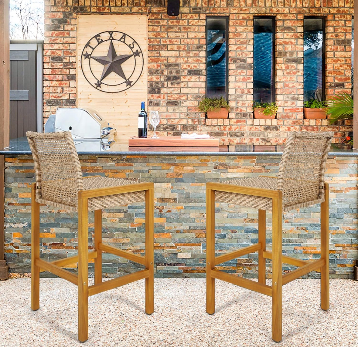Indoor/Outdoor Bar Stools Set of 2