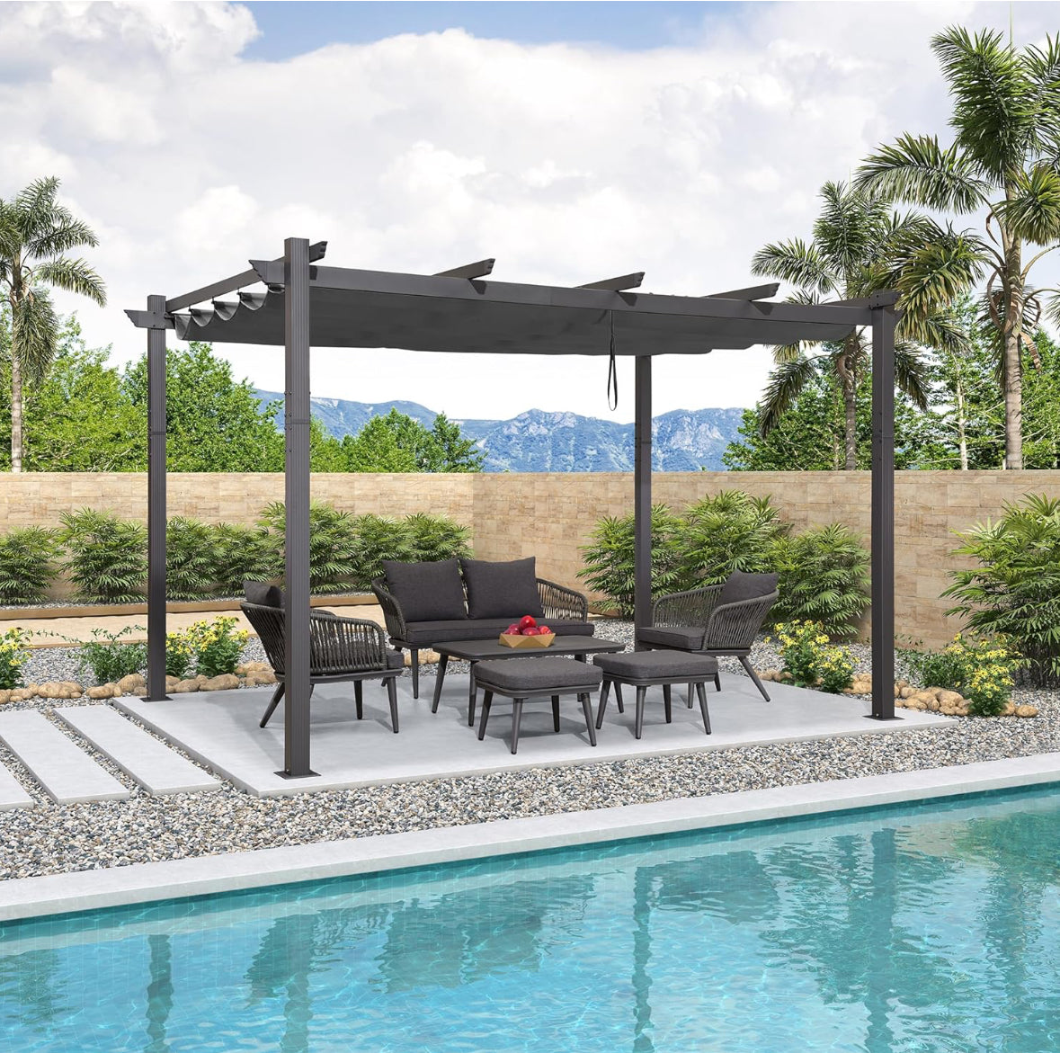 10*12 Retractable Shade Pergola