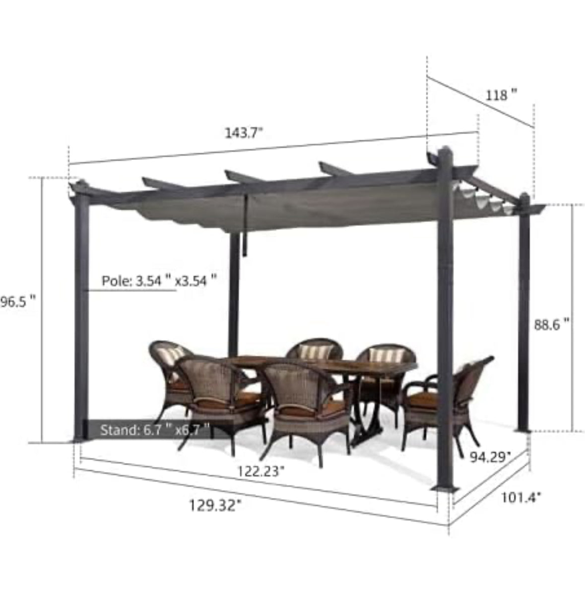 10*12 Retractable Shade Pergola