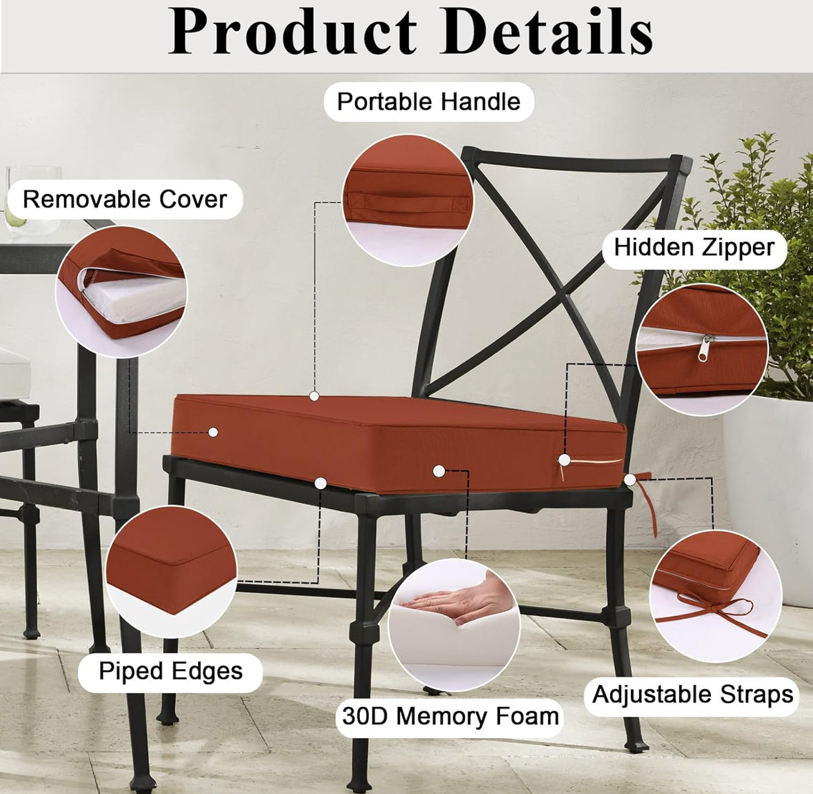 24"*24"*4" Outdoor Waterproof Patio Furniture Cushions Set of 2