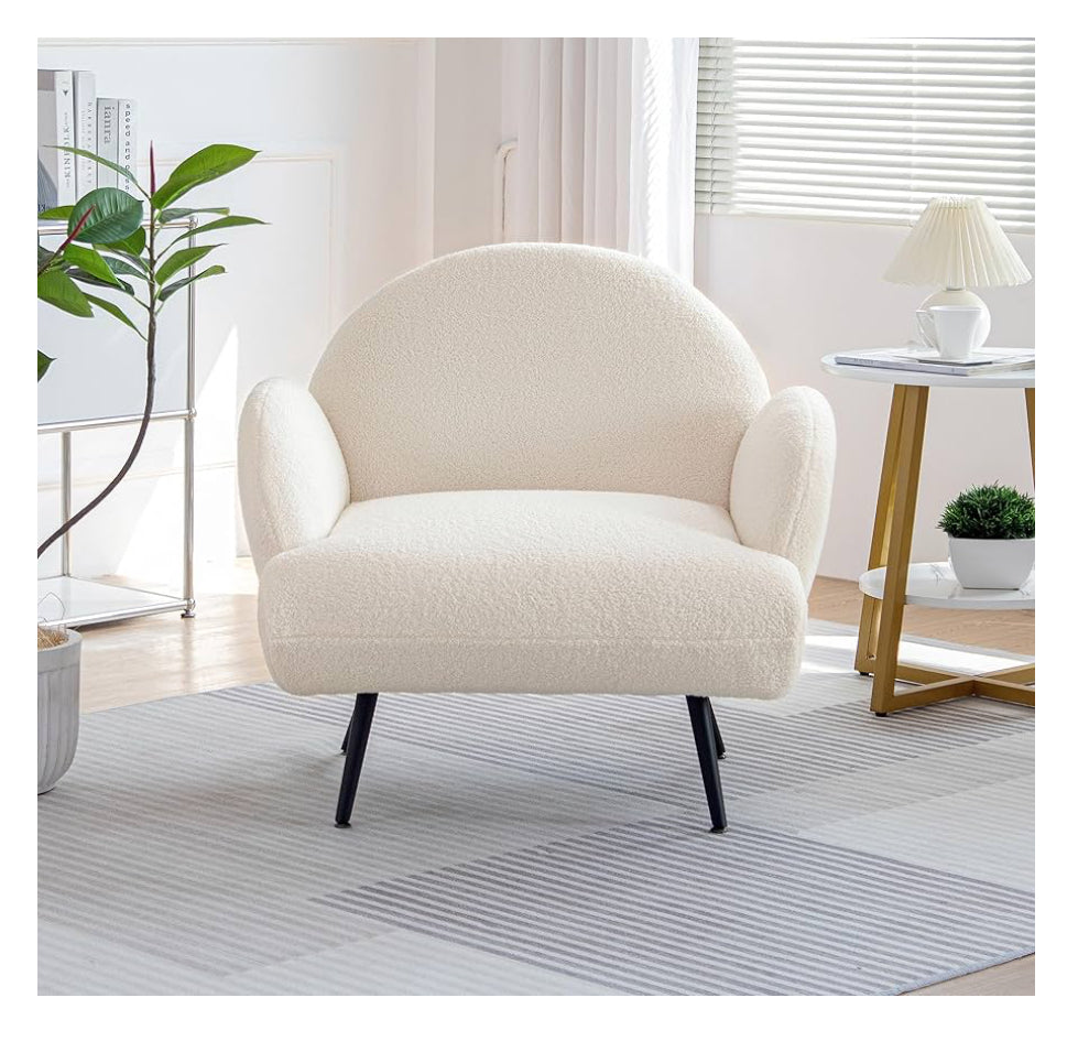 White Boucle Accent Chair