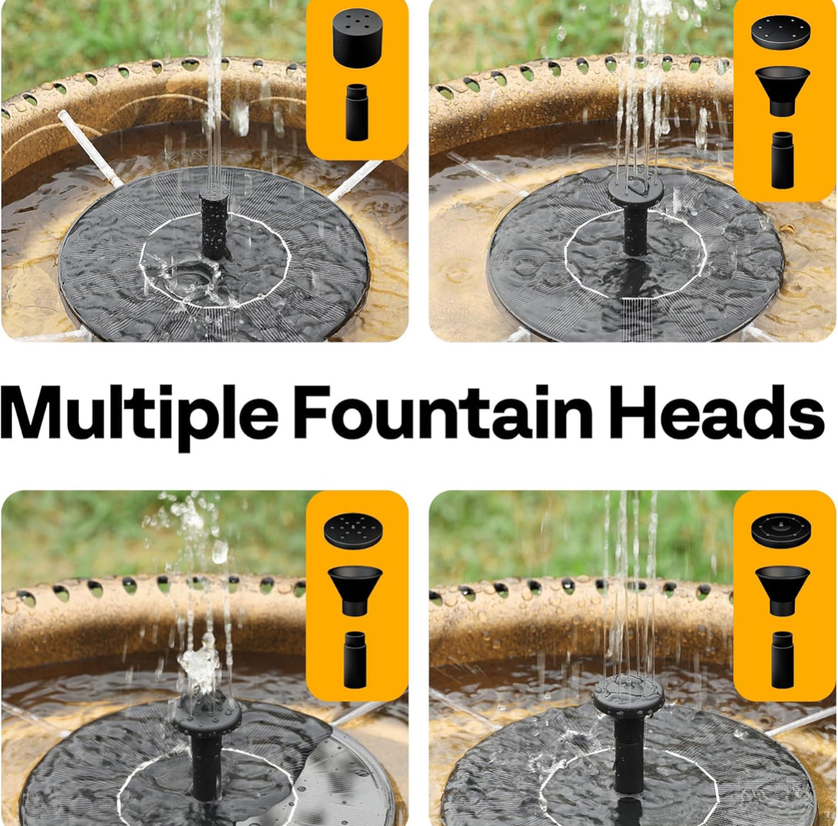 Deck mounted Solar Fountain Birdbath