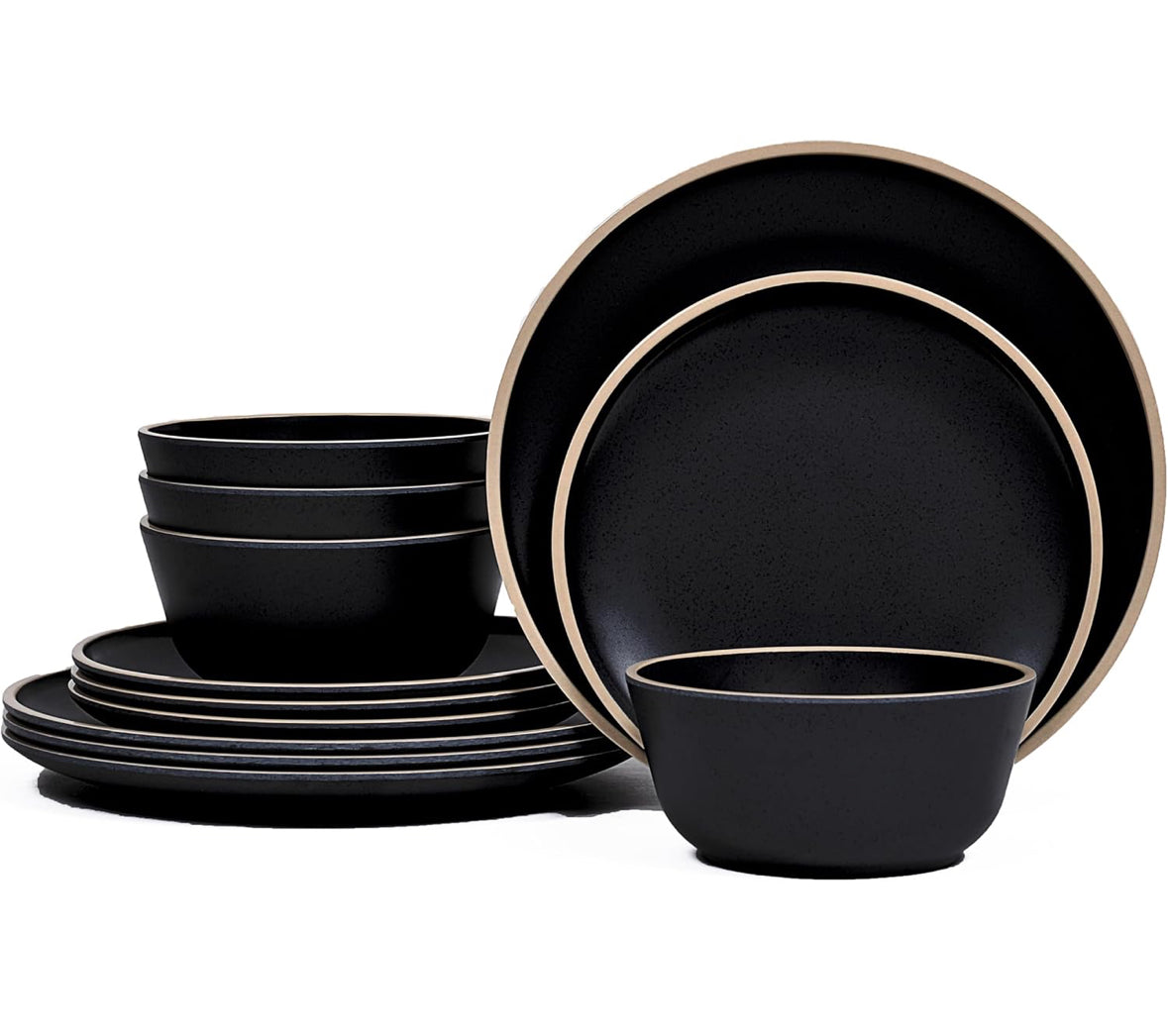 Melamine Outdoor Black 12pcs Dinnerware Set