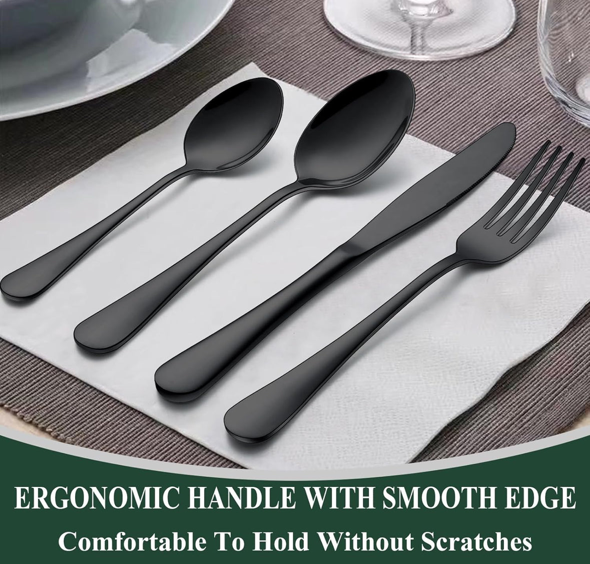 20pcs Black Cutlery Set