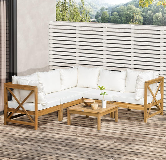 6 Piece Outdoor Wooden Sectional