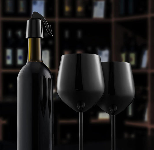 18oz Black Stainless Steel Wine Glass Set of 4