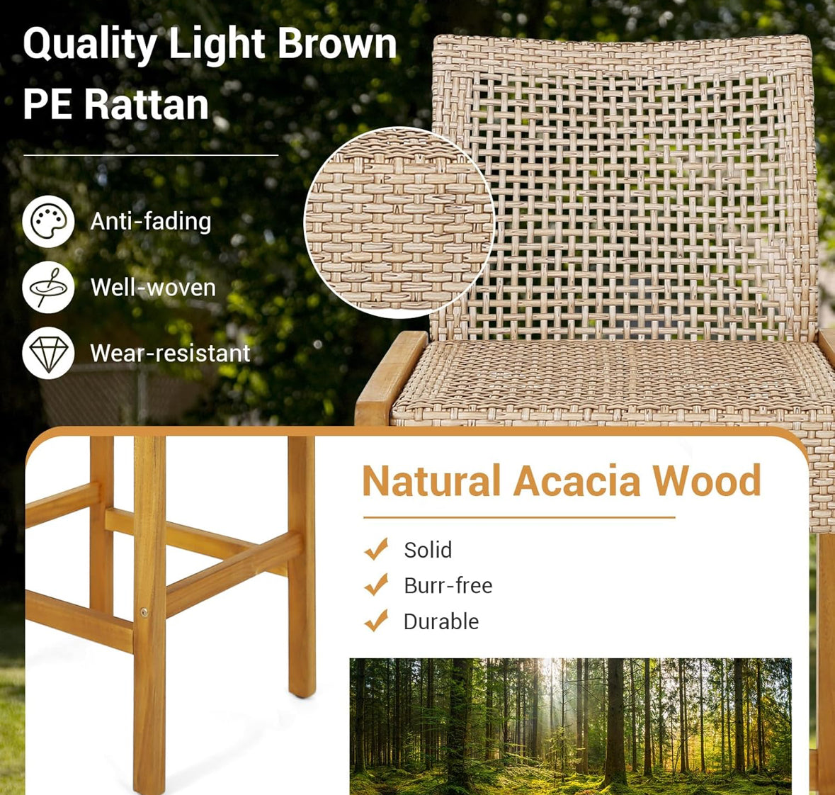 Indoor/Outdoor Bar Stools Set of 2