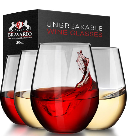 20oz Stemless Unbreakable Wine Glass Set of 4