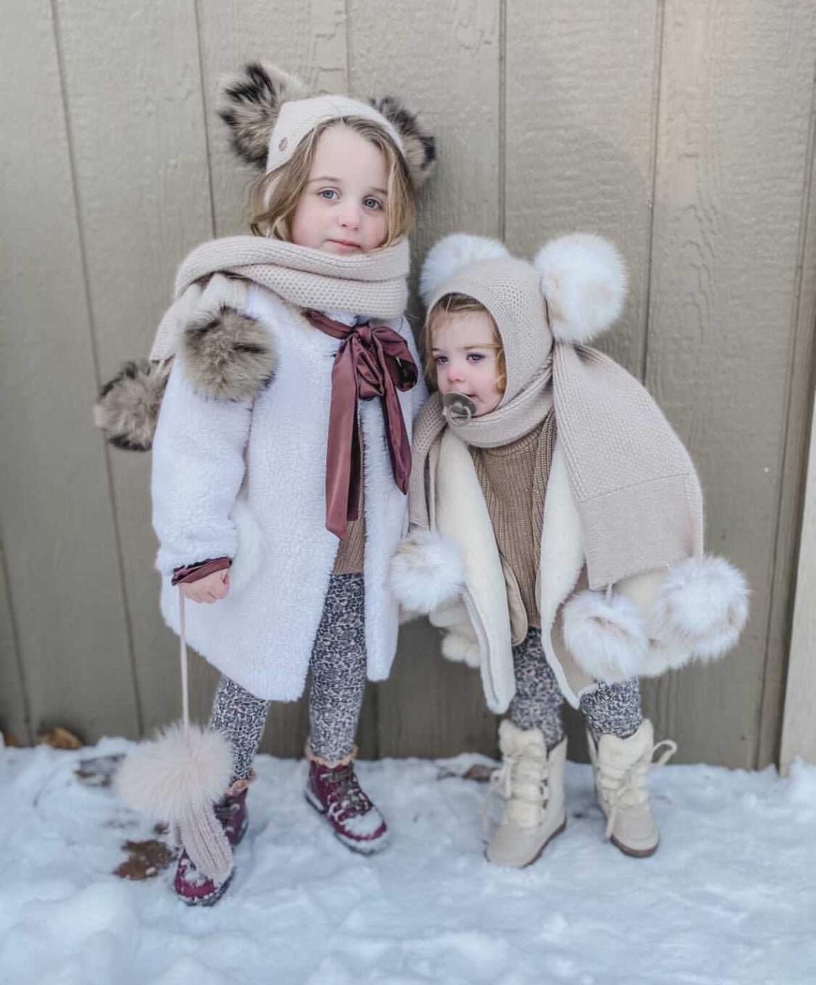 Beige Cashmere Dbl Pom Scarf