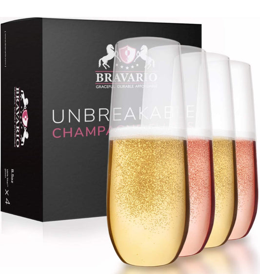 8.5oz Outdoor Unbreakable Stemless Champagne Glasses Set of 4
