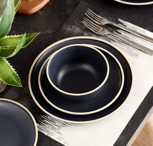 Melamine Outdoor Black 12pcs Dinnerware Set