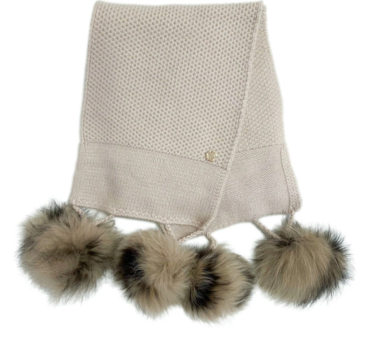 Beige Cashmere Dbl Pom Scarf