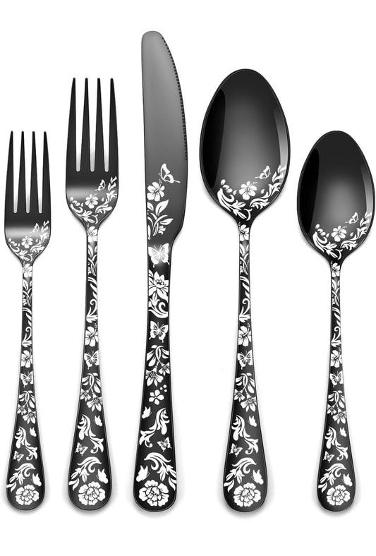Black Butterfly Baroque 24pcs Cutlery Set