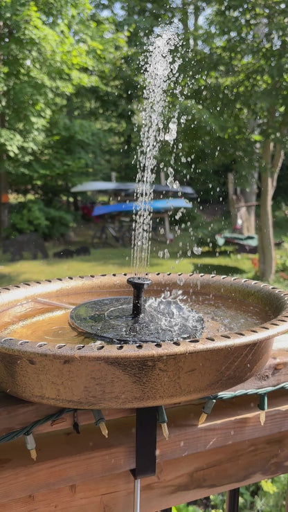 Deck mounted Solar Fountain Birdbath